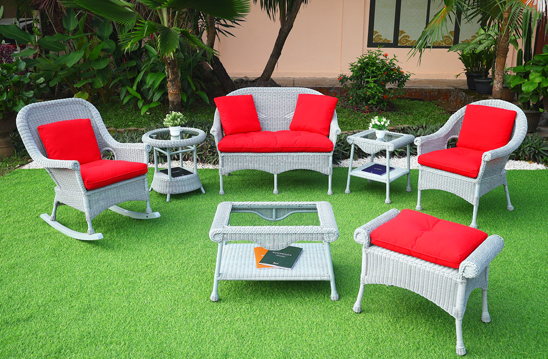 Premium Indonesian 7 mm Thicker Resin Wicker Patio Furniture, Gray Cape May w/Seat & Back Cushions