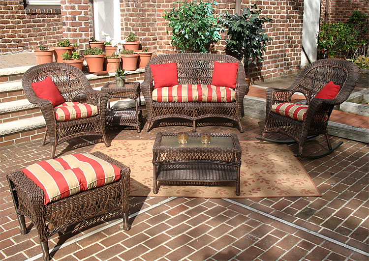 Rustic Brown Madrid Outdoor Wicker Patio Furniture (Chairs and Rockers have arrived)